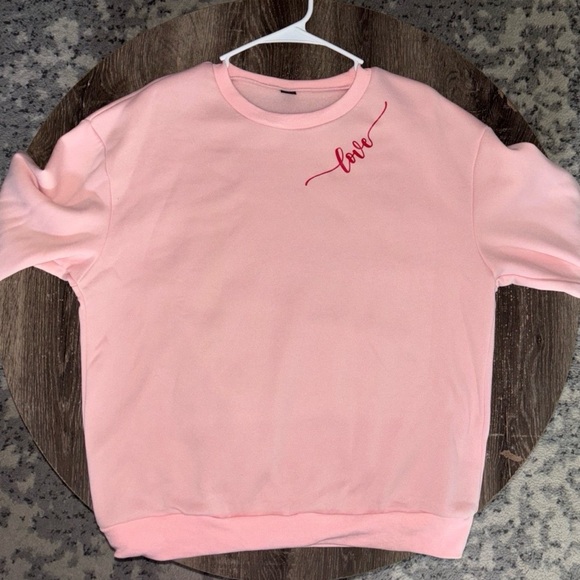 SHEIN Women’s Pink Pull Over Love Sweatshirt - Picture 3 of 11
